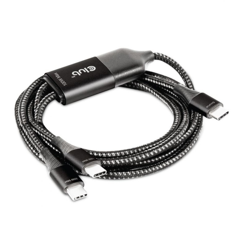 Club 3D USB-Typ-C Y-Ladekabel auf 2x USB-Typ-C max. 100W 1,8m St./St.